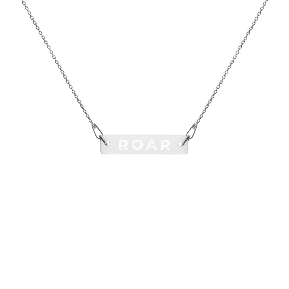 Engraved Silver Bar ROAR Necklace